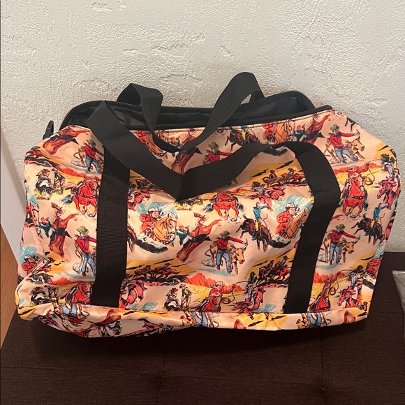 Western Cowboy Tote Handbags - #1552** Unisex’s Colorful Western Cowboy Print Duffel Bag